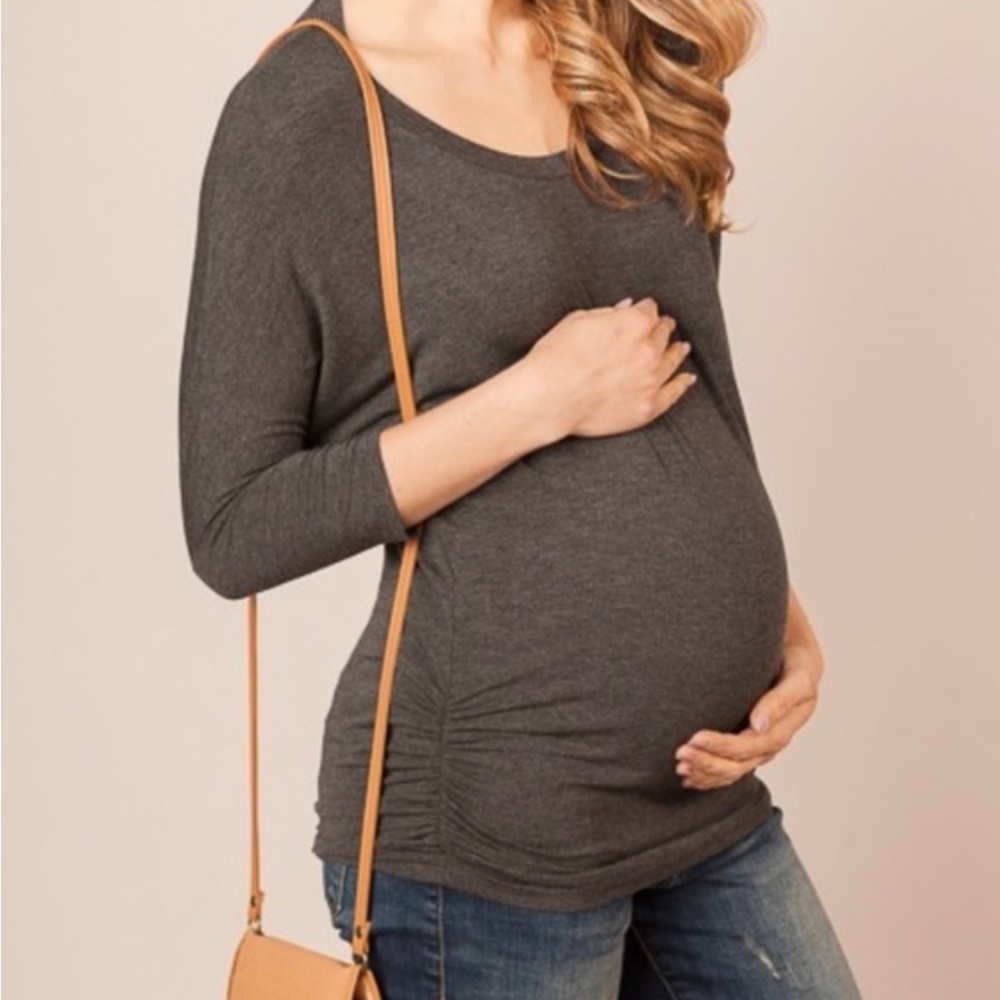 Dolman Knit Maternity Top - Charcoal